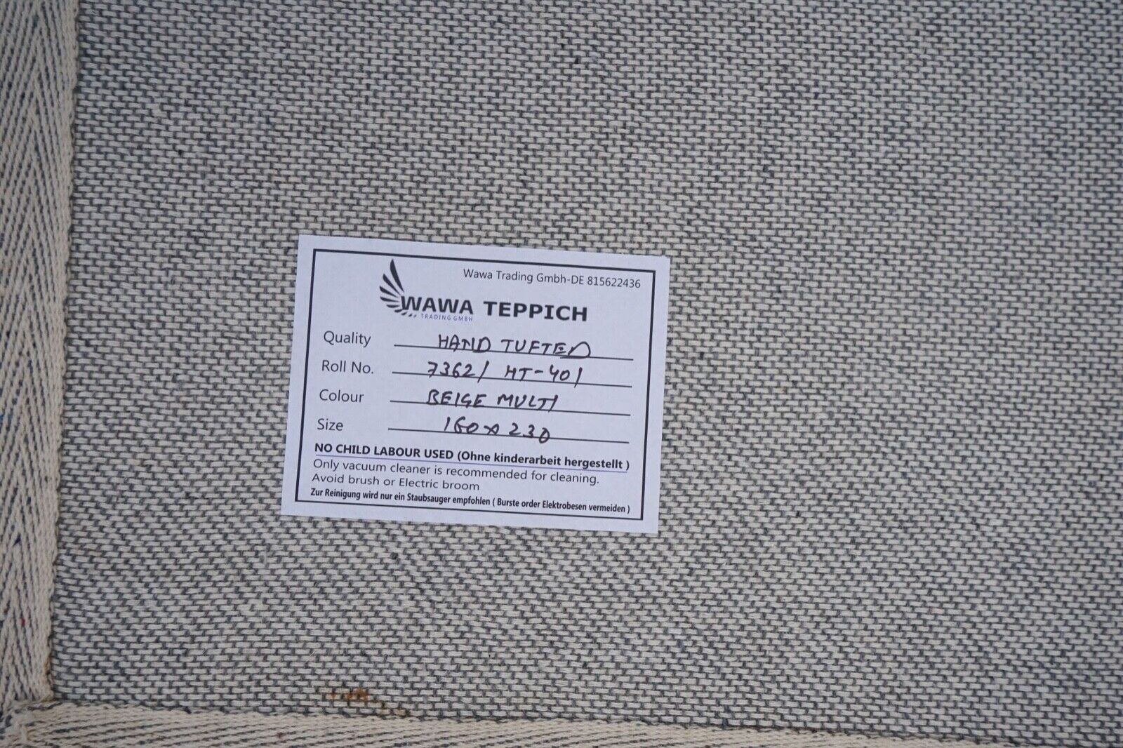 Beige 160X230 cm Teppich 100% Wolle Braun Grau Orientteppich Handgetuftet HT401