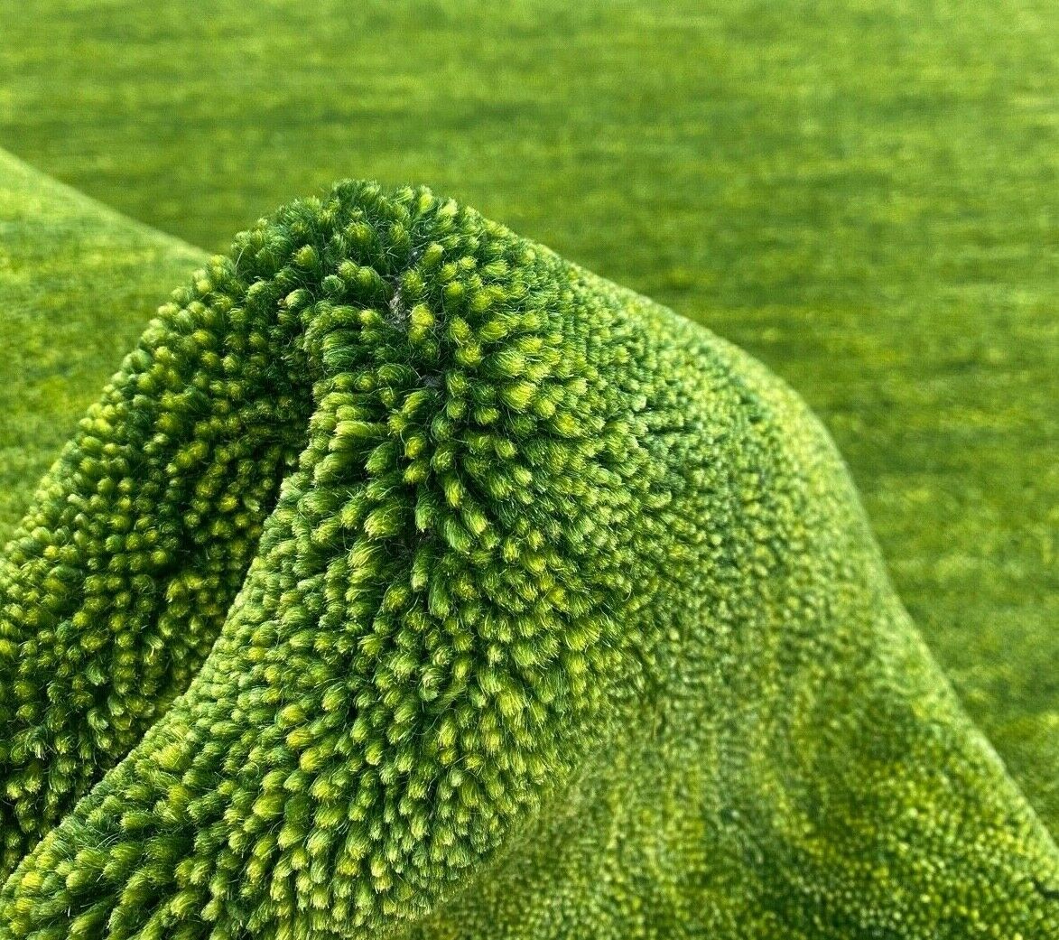 Tapis Gabbeh vert, 100 % laine, 170 x 240 cm, salon, oriental, tissé à la main, W4