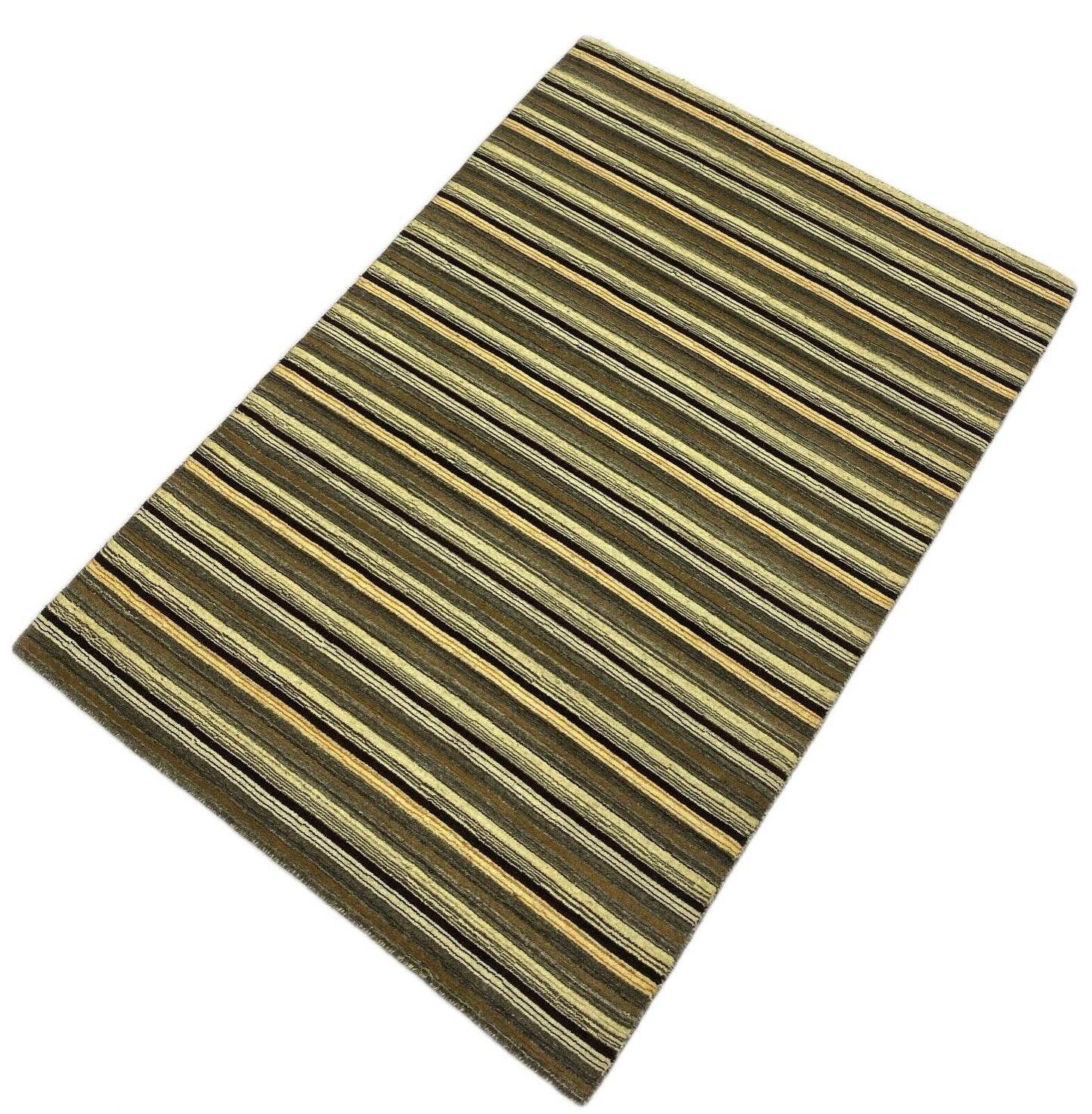 Teppich 100% Wolle Gabbeh Braun Grau Beige loom lori Handgewebt 124x180 cm S68