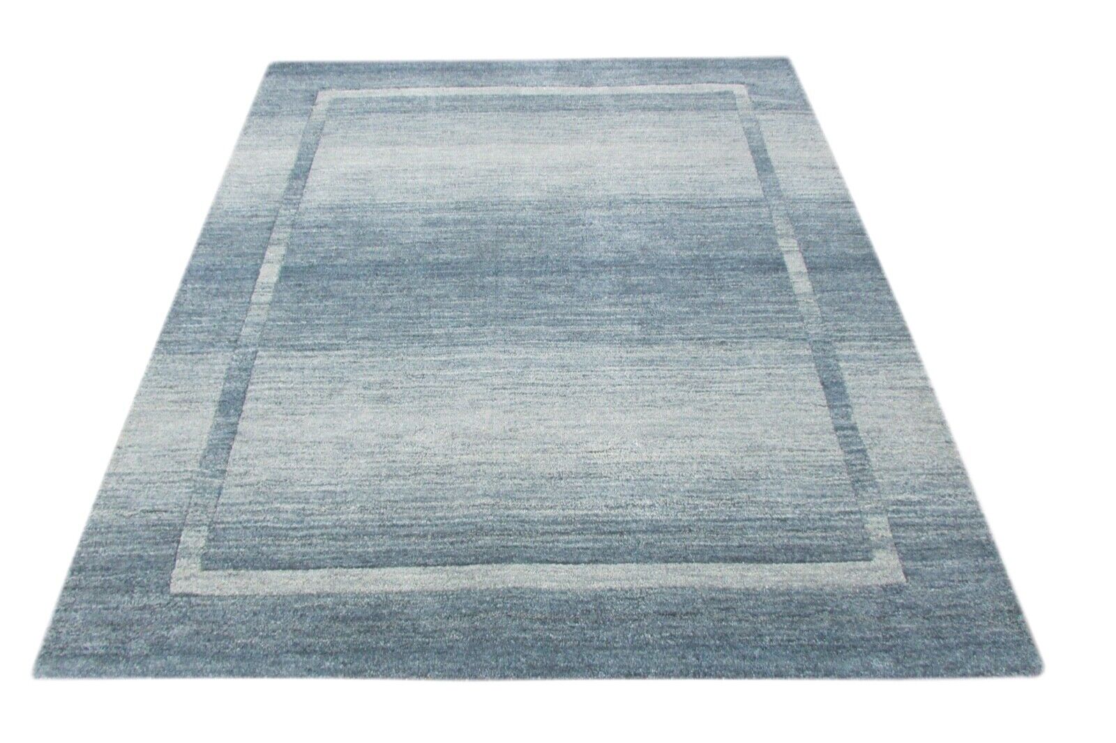 Teppich 100% Wolle Blau Grau hell lila 155X180 cm Handarbeit Loom T885