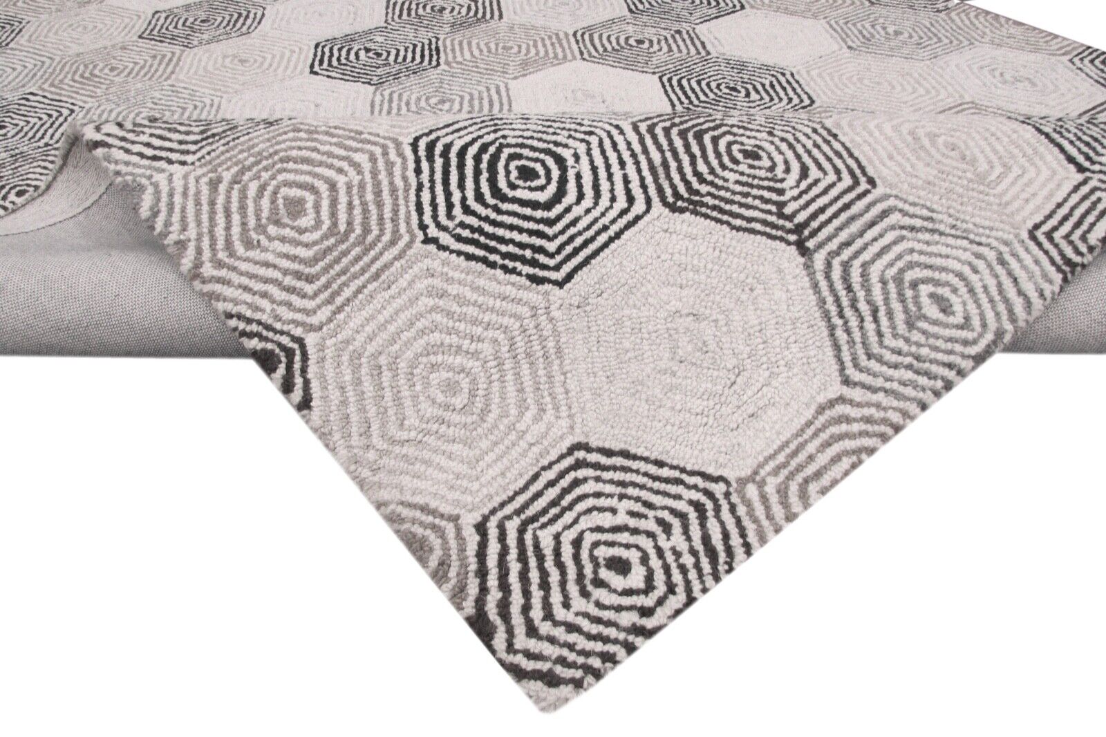 Preproga 100 % volna, bež siva, 160 x 230 cm, ročno tkana, dizajn za dnevno sobo, T791