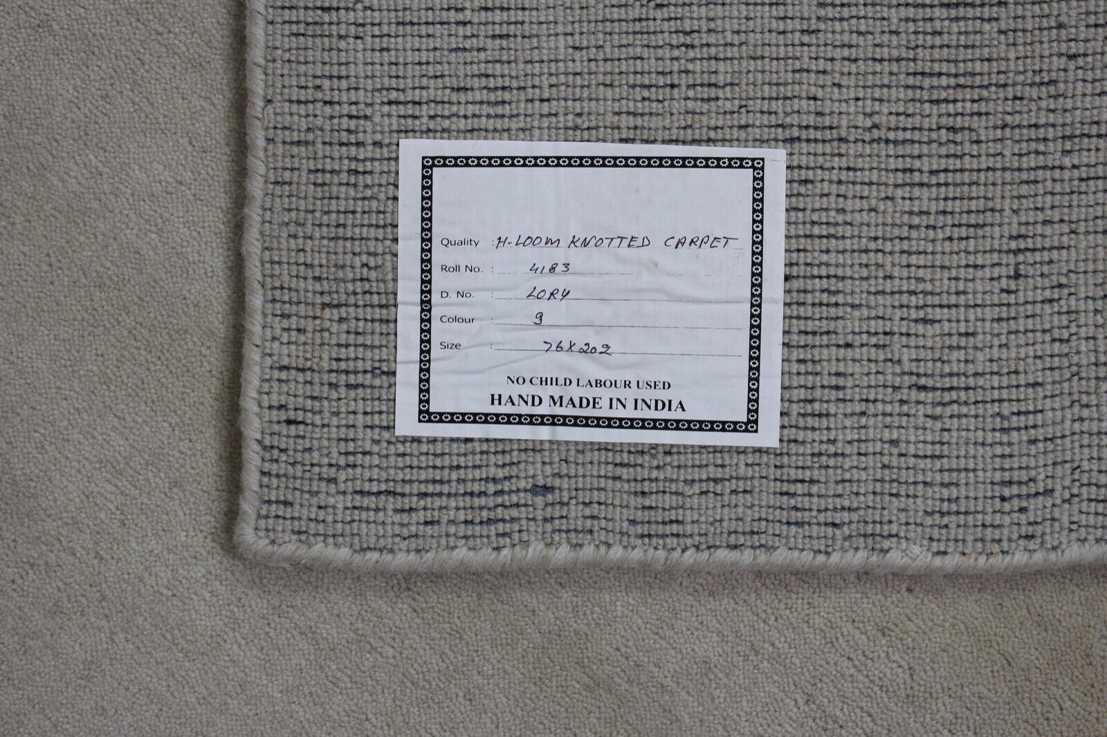 Beige Elfenbe Brücke 100% Wolle 75X200 cm Handgewebter Teppich Orientteppich C9