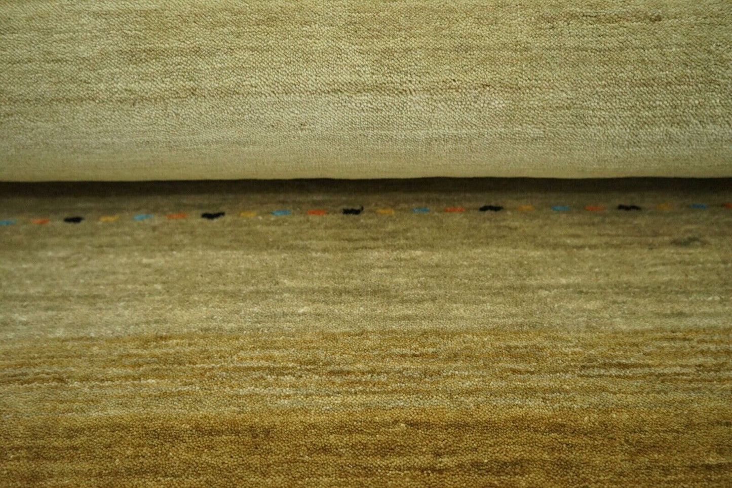 Gabbeh Teppich Beige Schwarz 100% Wolle 170x240 cm Lori loom Handgewebt Lr510