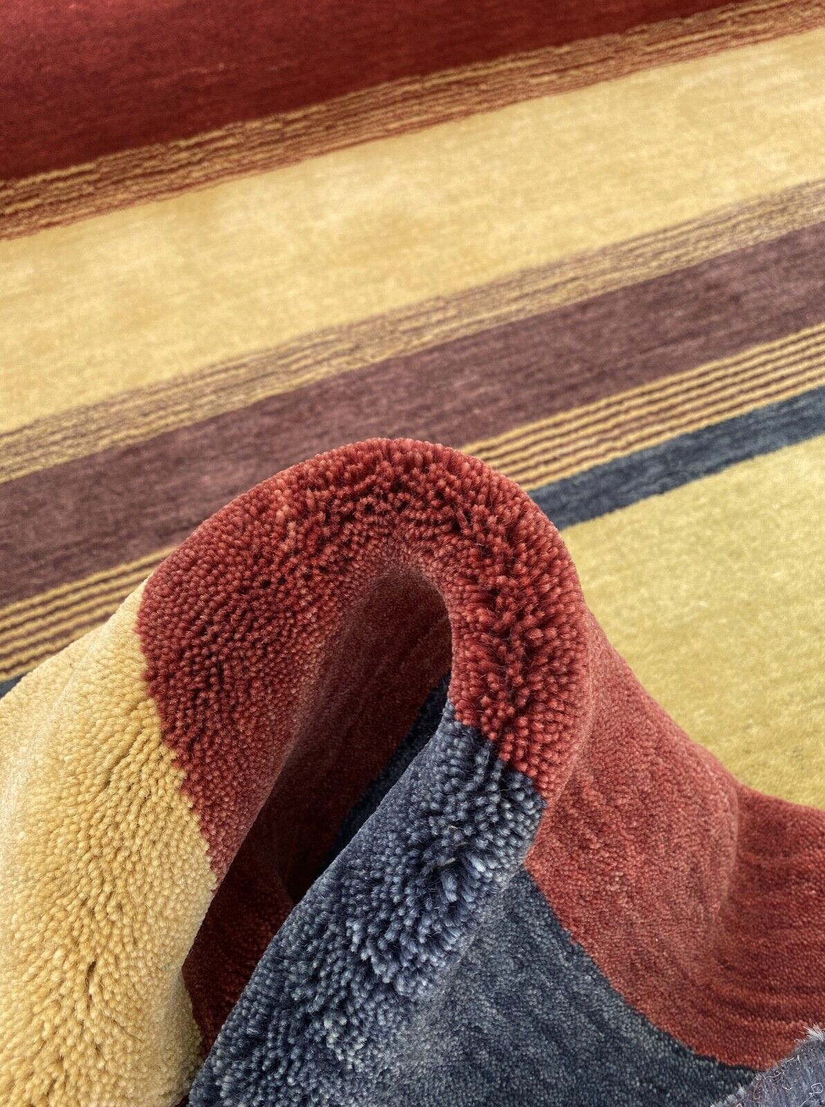 Teppich 100% Wolle 200x300 cm rot Beige grau Handgewebt Gabbeh Orientteppich