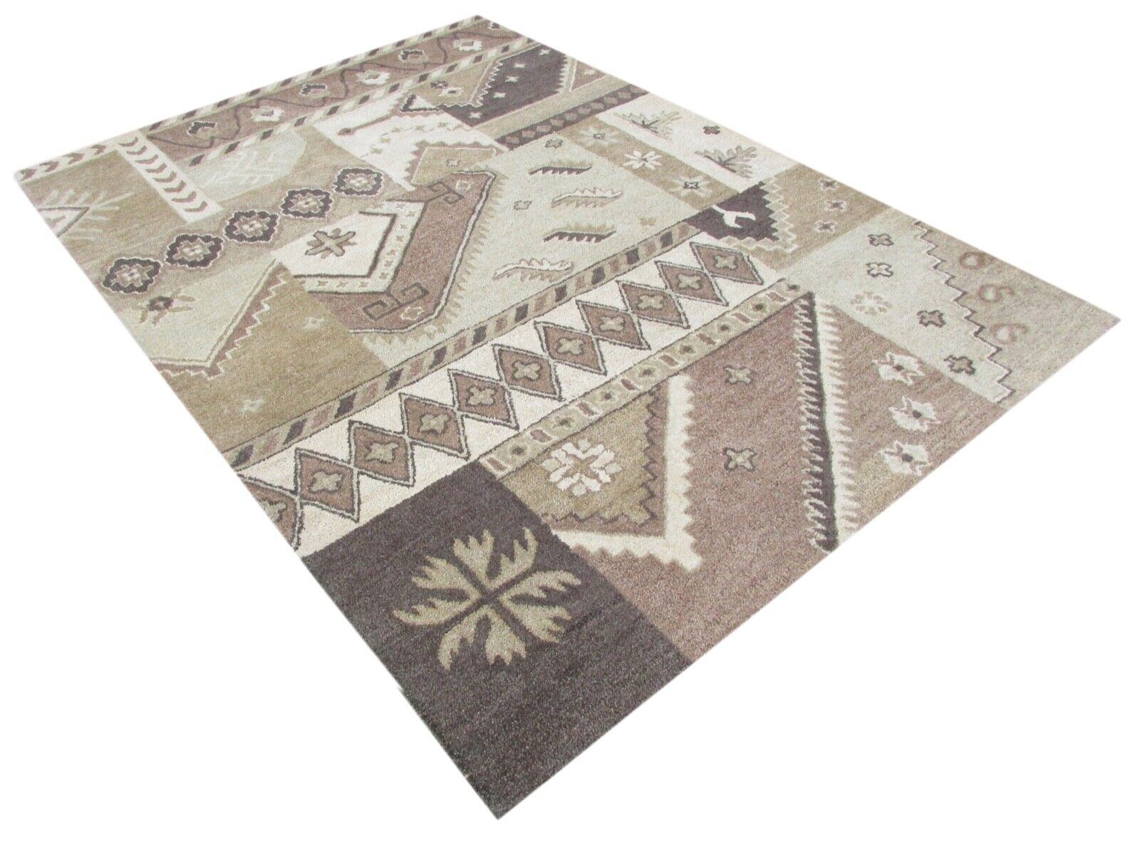 Tappeto marrone, 100% lana, 160x230 cm, fatto a mano, annodato a mano, T840