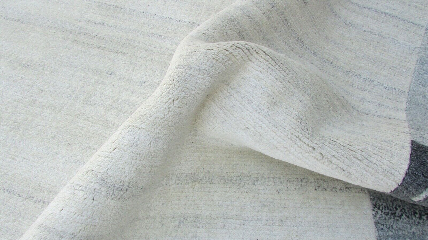 Nepal Teppich Handgeknüpft Beige Grau 100% Wolle Orientteppich 162x221 cm N-79