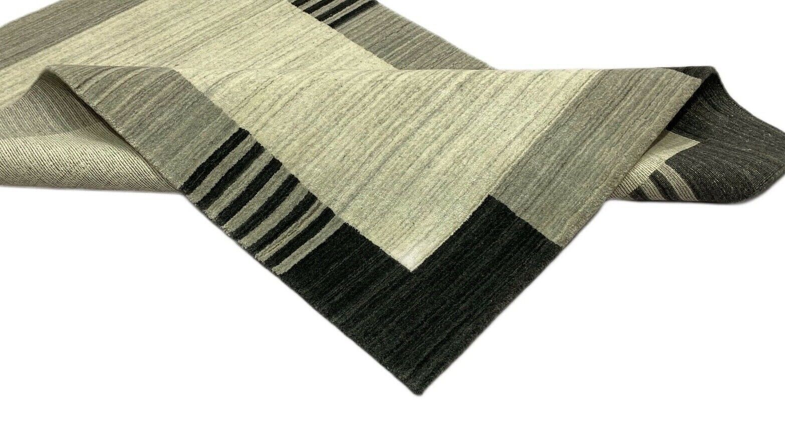 Tappeto Gabbeh, 100% lana, beige e nero, telaio lori, tessuto a mano, 120x184 cm, S2