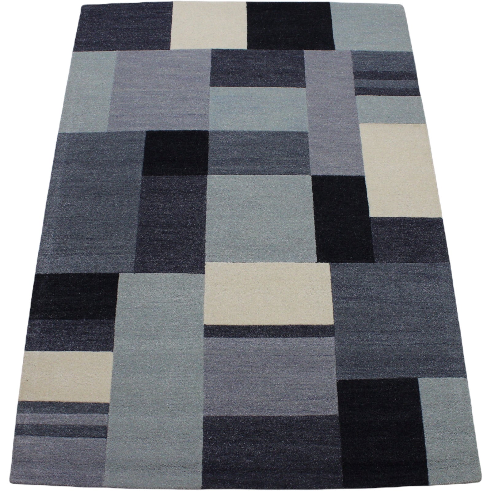 Alfombra 100% Lana Azul Claro Beige 160X230 cm Alfombra Oriental Tufted a Mano HT234