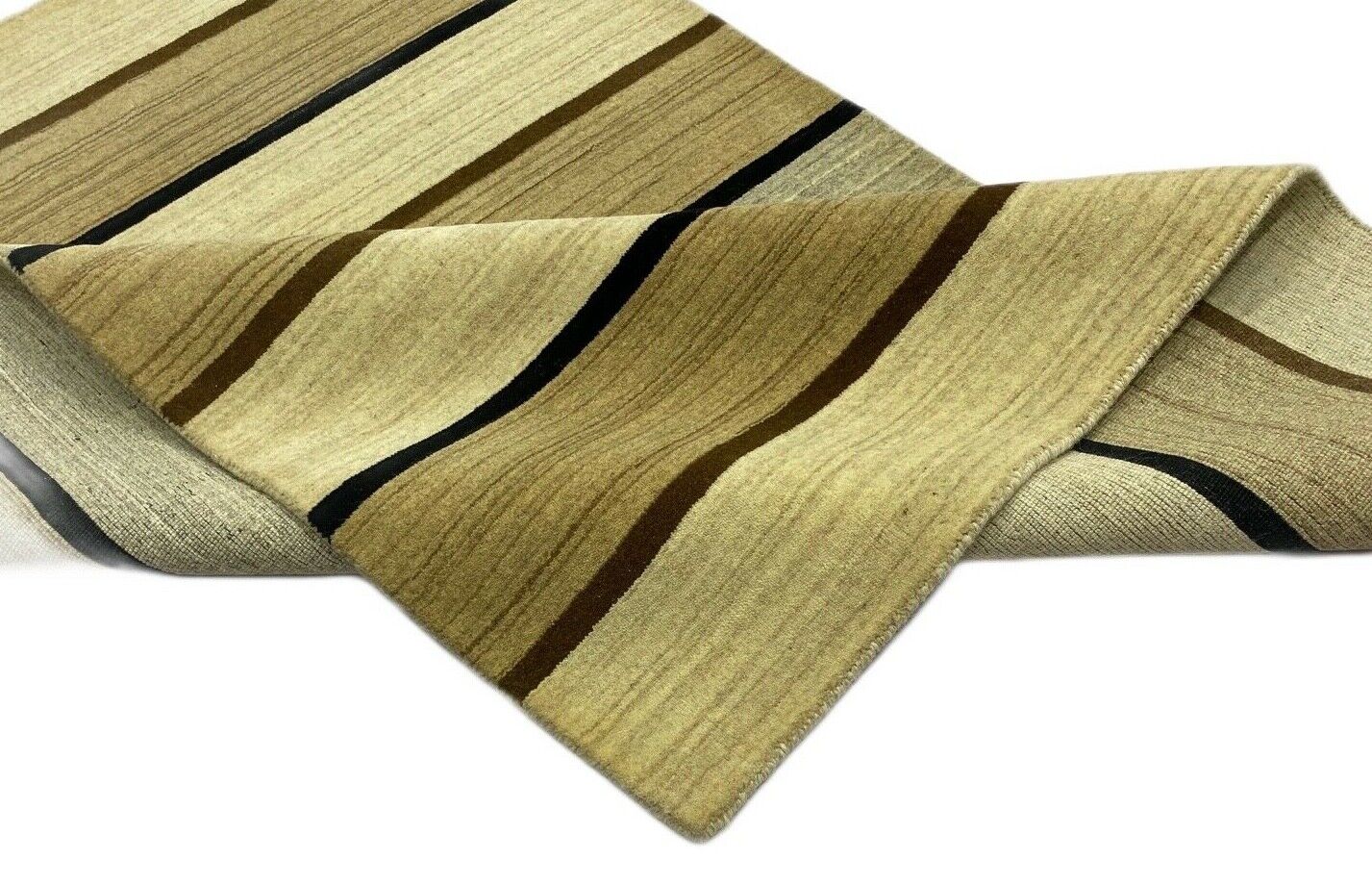 Teppich Gabbeh Beige Schwarz 100% Wolle lori Handgewebt 125x180 cm S28