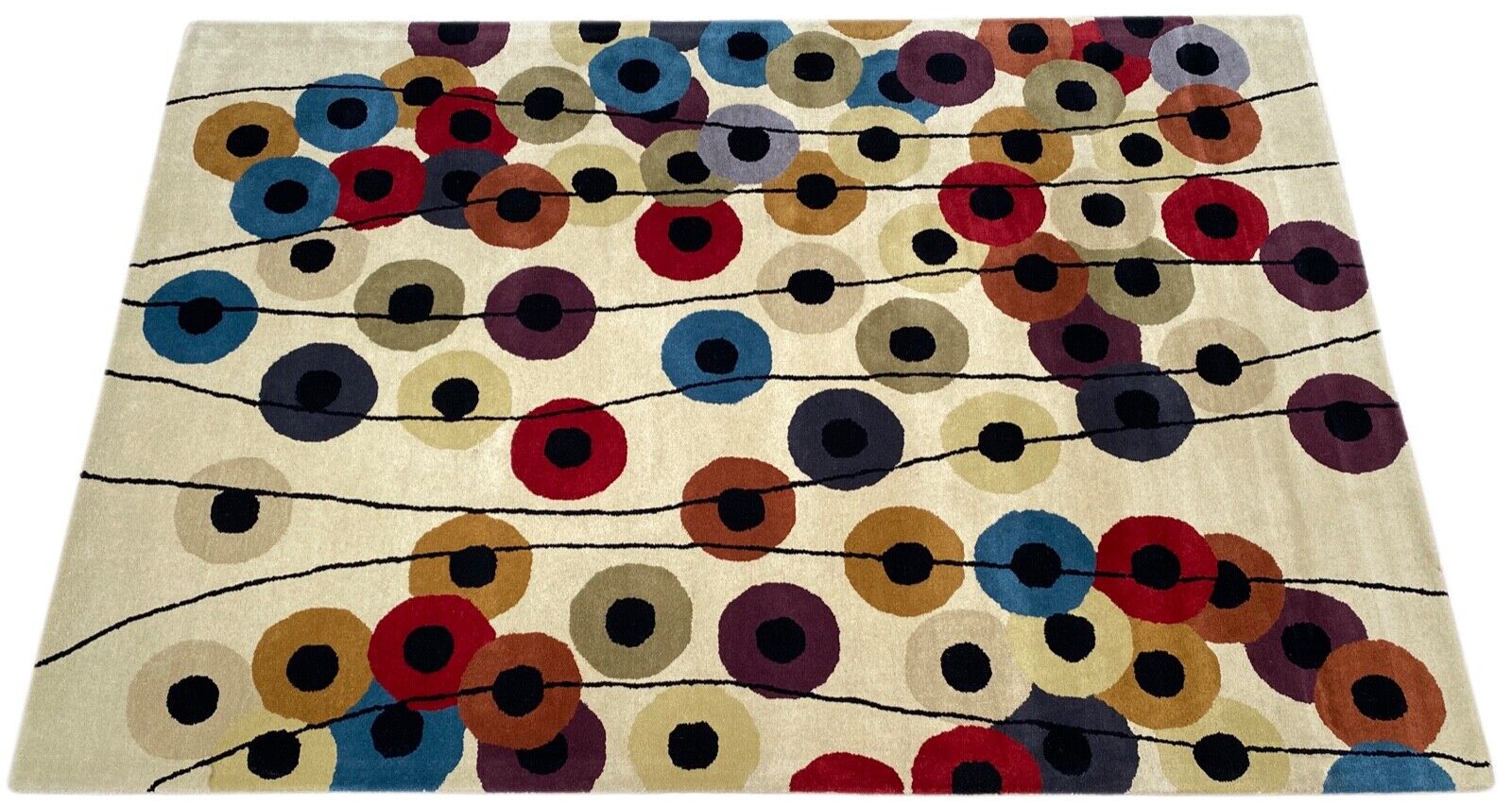 Wohnzimmer Teppich 100% Wolle Beige 200X300 cm Orientteppich Handgewebt CD 1