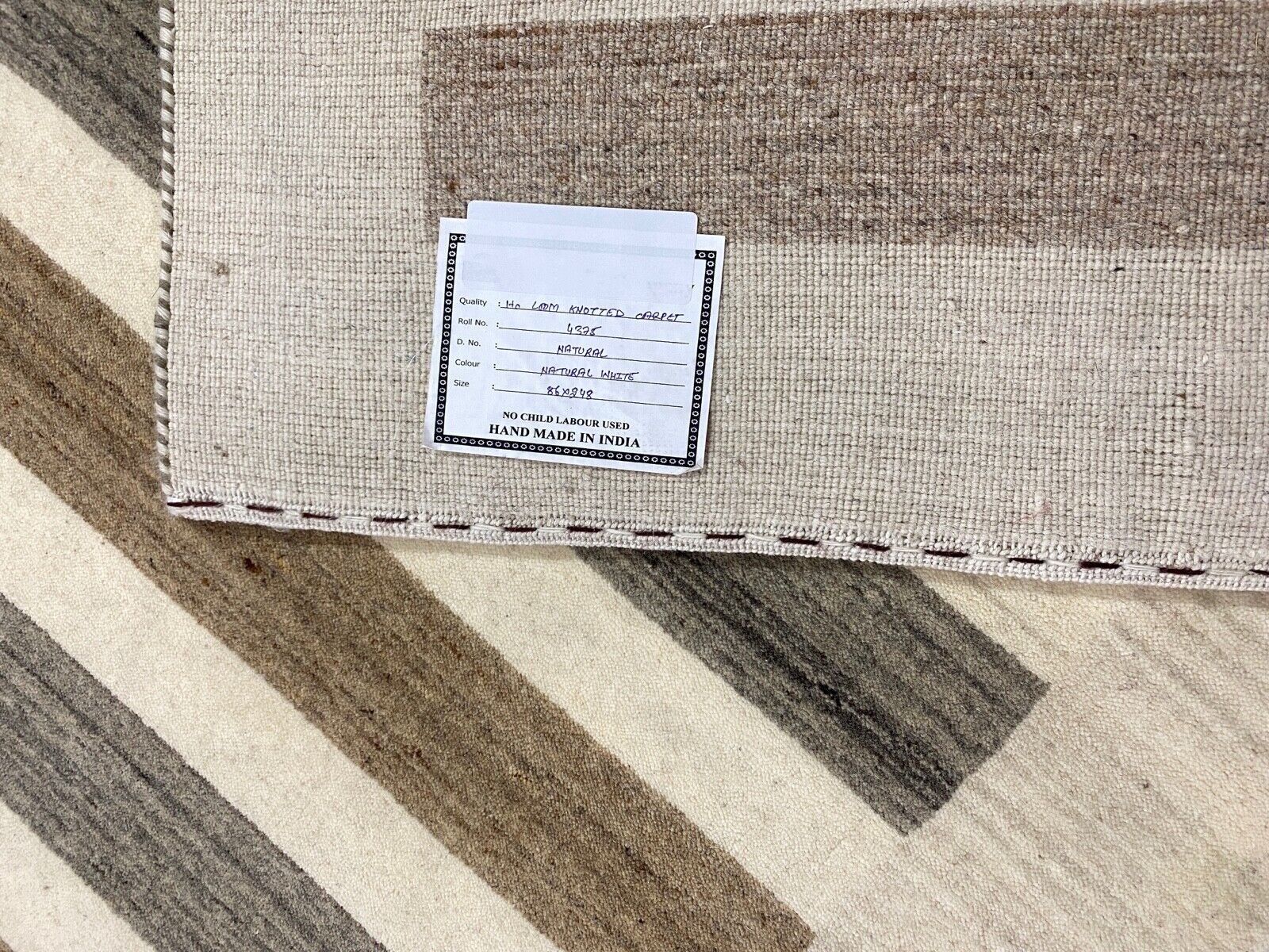 Beige Braun Brücke 100% Wolle Handgewebter Teppich Orientteppich 85X250 CM