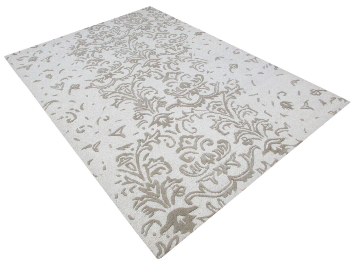 Elfenbeinfarbe Teppich 100% Wolle Beige 160X230 cm Handarbeit Handgetuftet T838