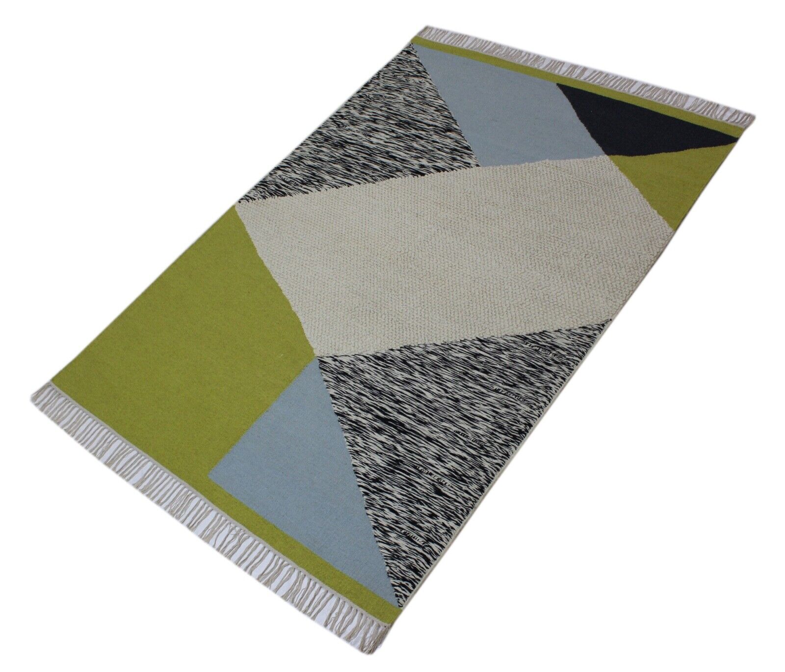 Kilim 100% wolle Teppich Handgewebt Gold Grün Beige Kelim 160X230 cm