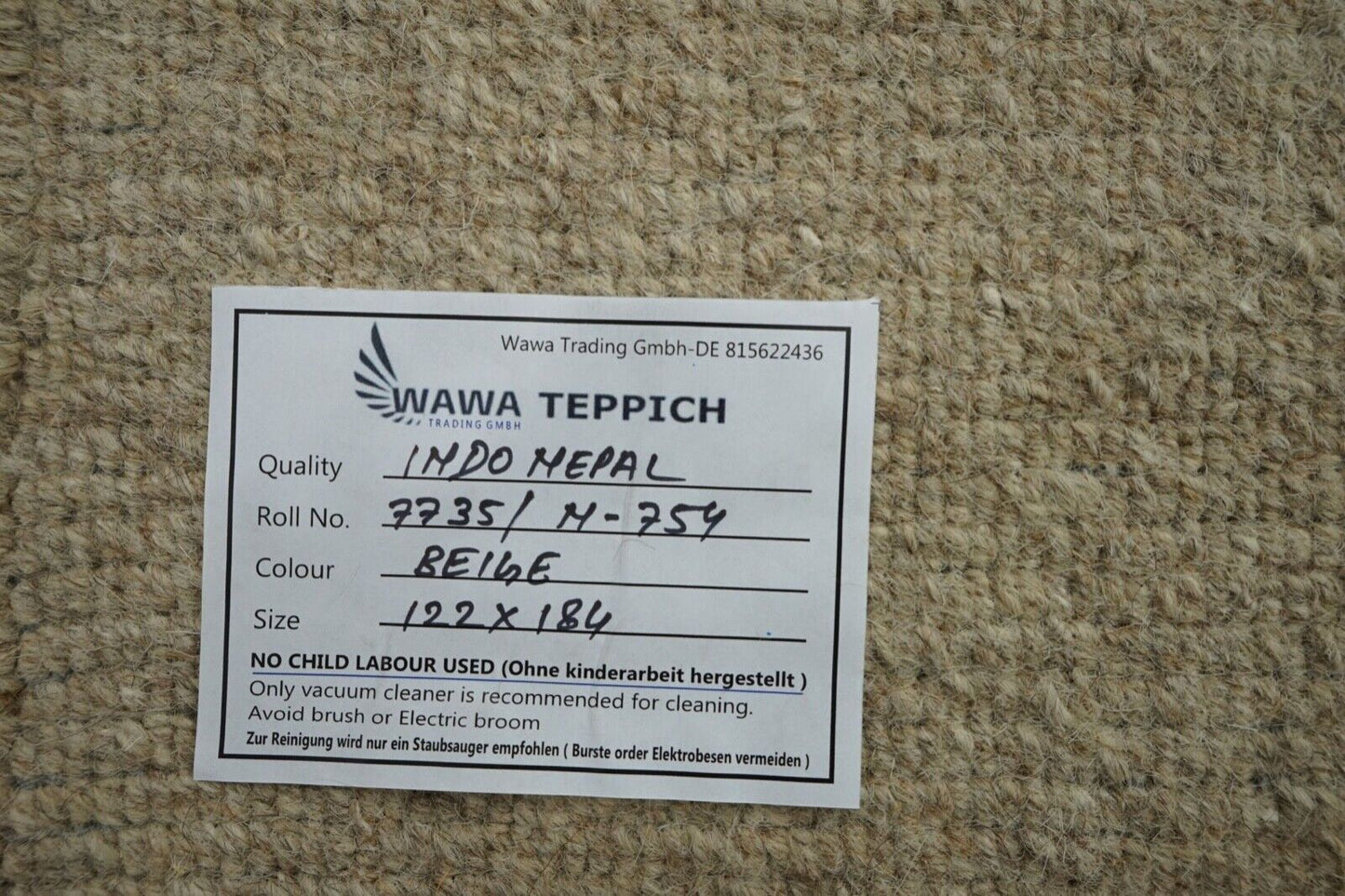 Nepal Teppich Handgeknüpft Braun Beige 100% Wolle Orientteppich 122x184 cm N754