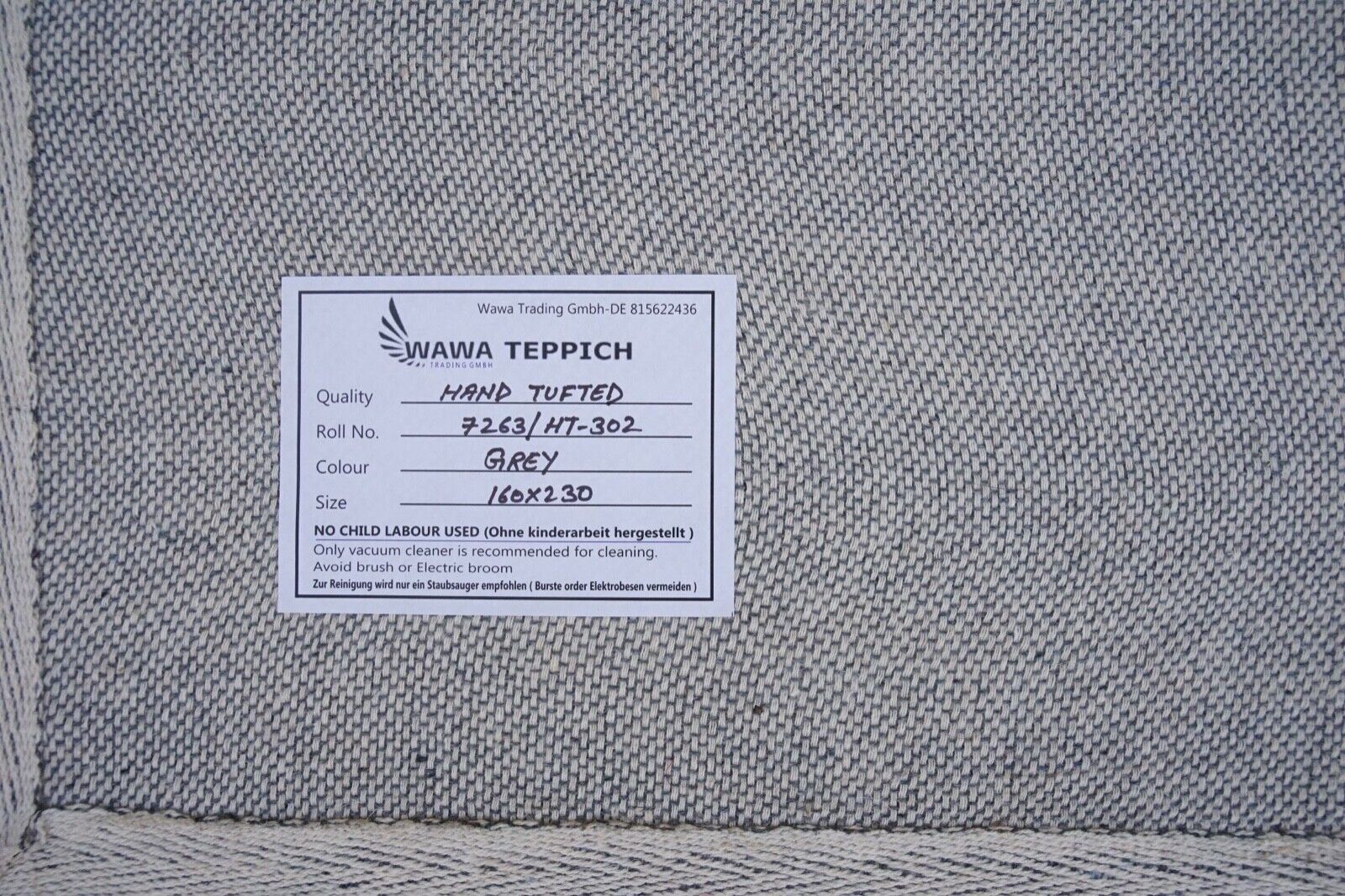 Tappeto grigio 160x230 cm 100% lana Tappeto orientale annodato a mano HT302u