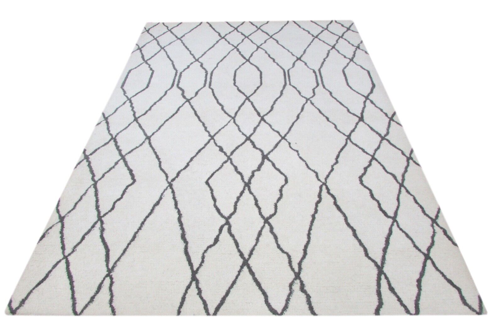 Moderno design marocchino, beige e grigio, 100% lana, 160 x 230 cm, annodato a mano, T839