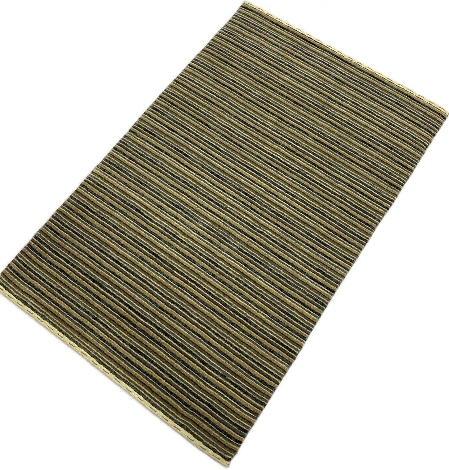 Teppich Gabbeh Beige Grau Blau 100% Wolle loom lori Handgewebt 120x180 cm S19