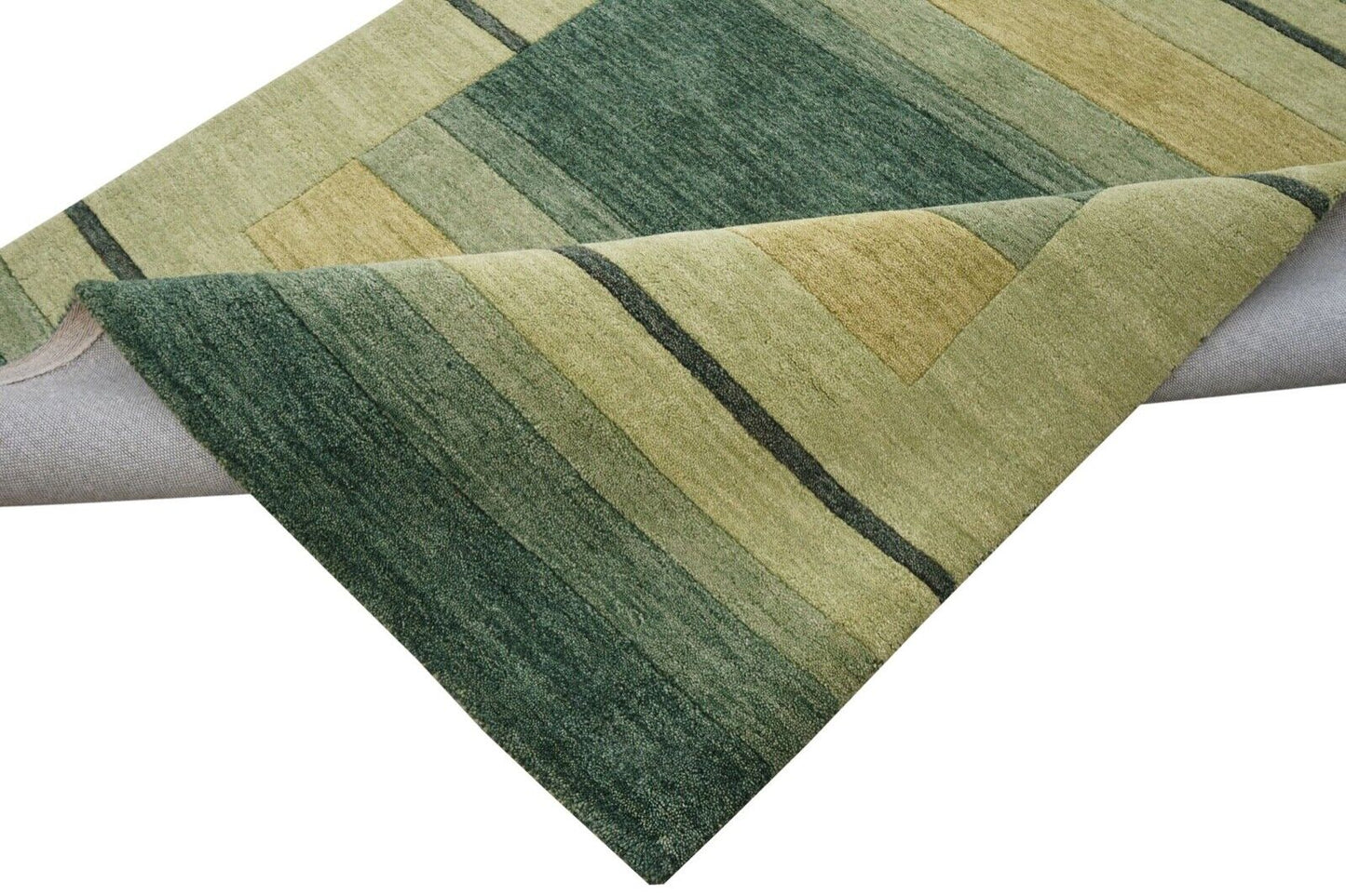 Grün Gold 140X200 cm Teppich 100% Wolle Orientteppich Handgetuftet HT629