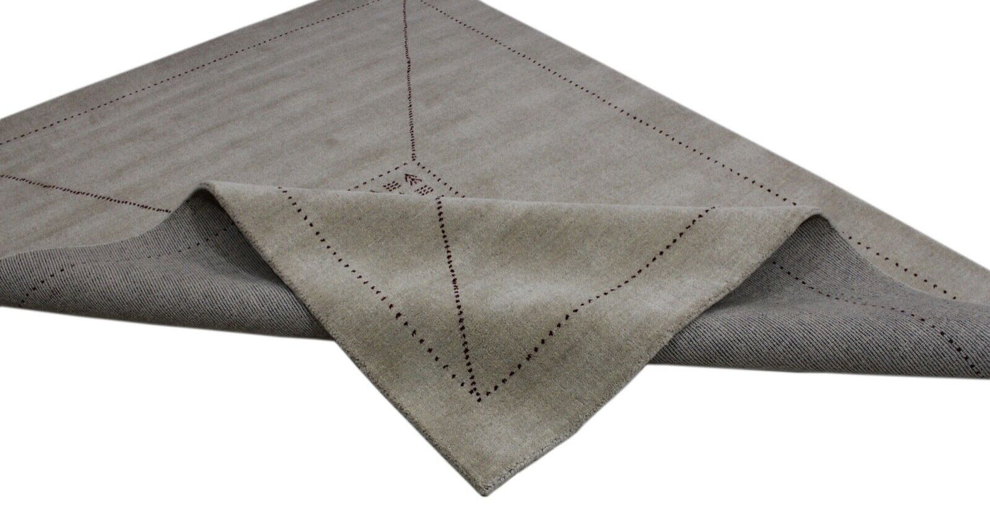 Gabbeh Teppich Beige 100% Wolle 170x240 cm Handgewebt Orientteppich R708