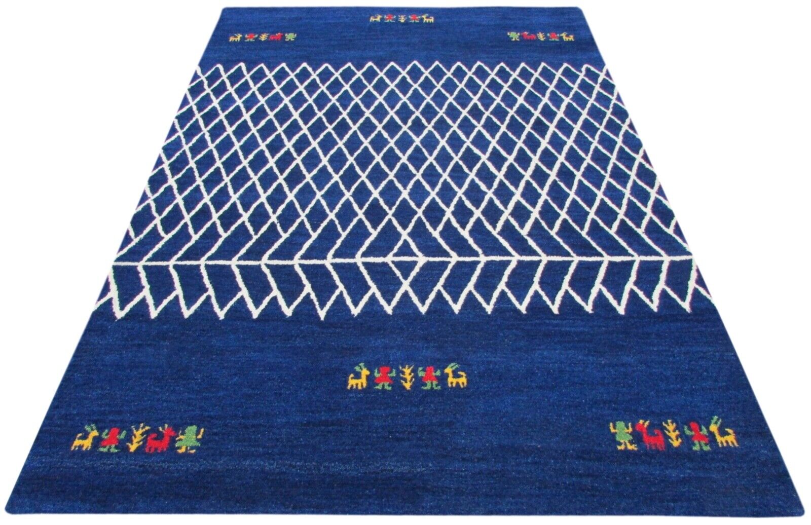 Rankų darbo kilimas, 100 % vilnos, 160 x 230 cm, mėlynas, rytietiškas kilimas, rankomis dygsniuotas, T803