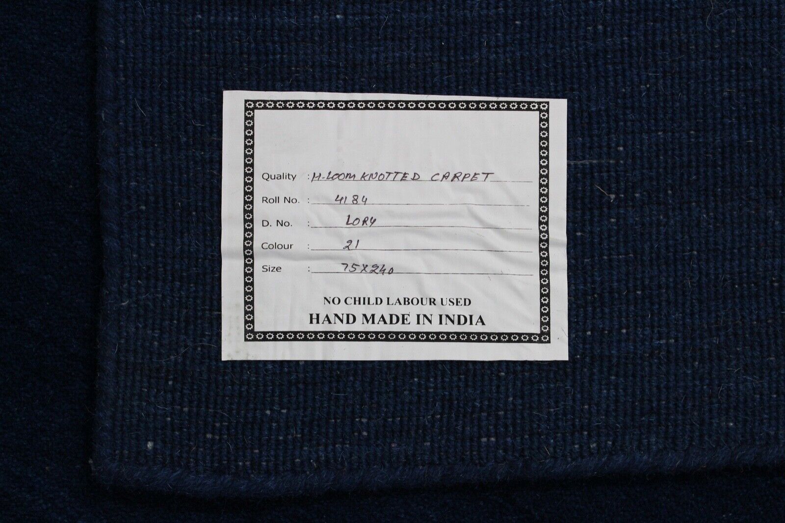 Blau Brücke 100% Wolle 75X240 cm Handgewebter Teppich Orientteppich C21