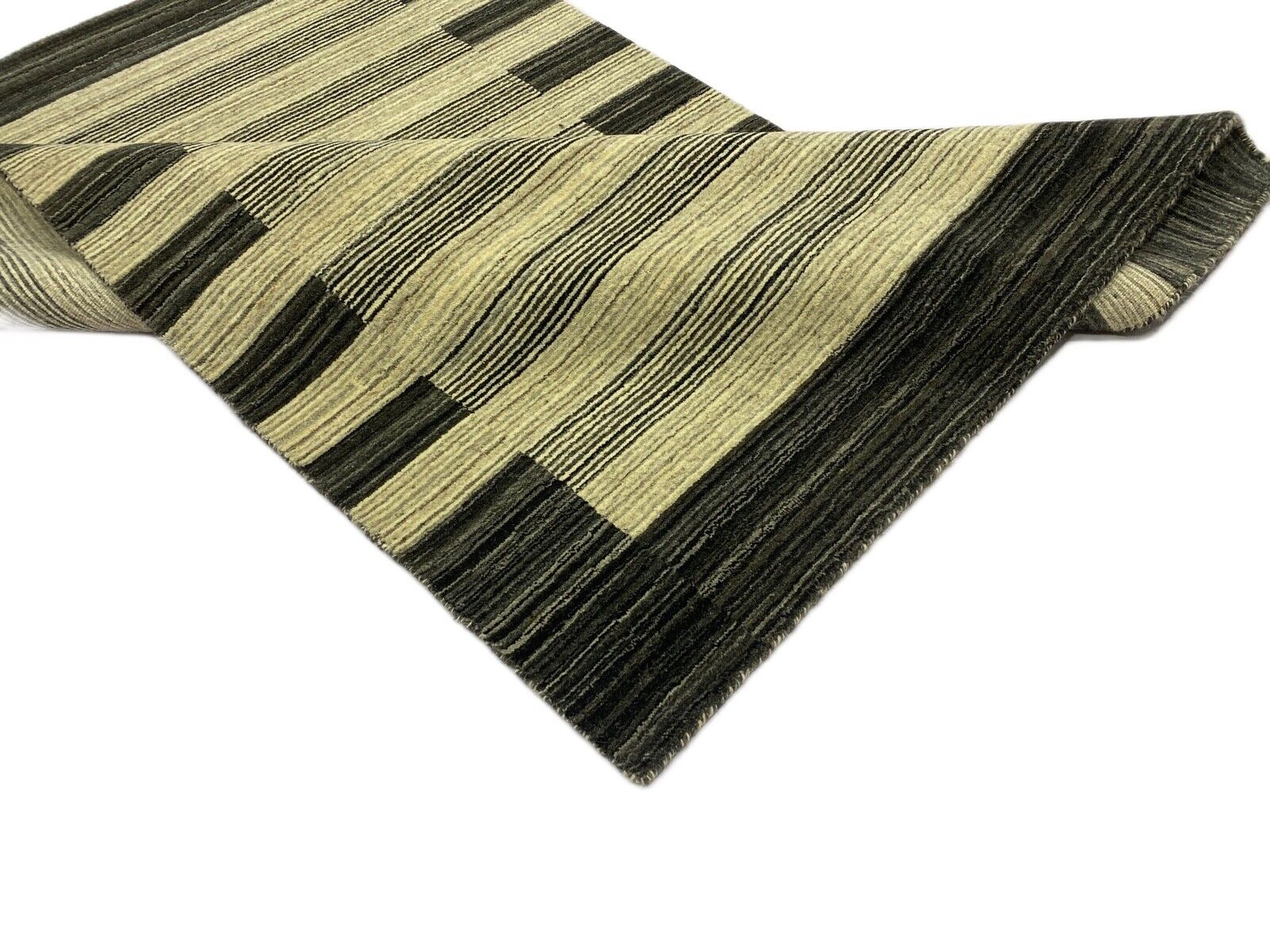 Teppich Gabbeh Beige Schwarz 100% Wolle lori Handgewebt 120x180 cm S23