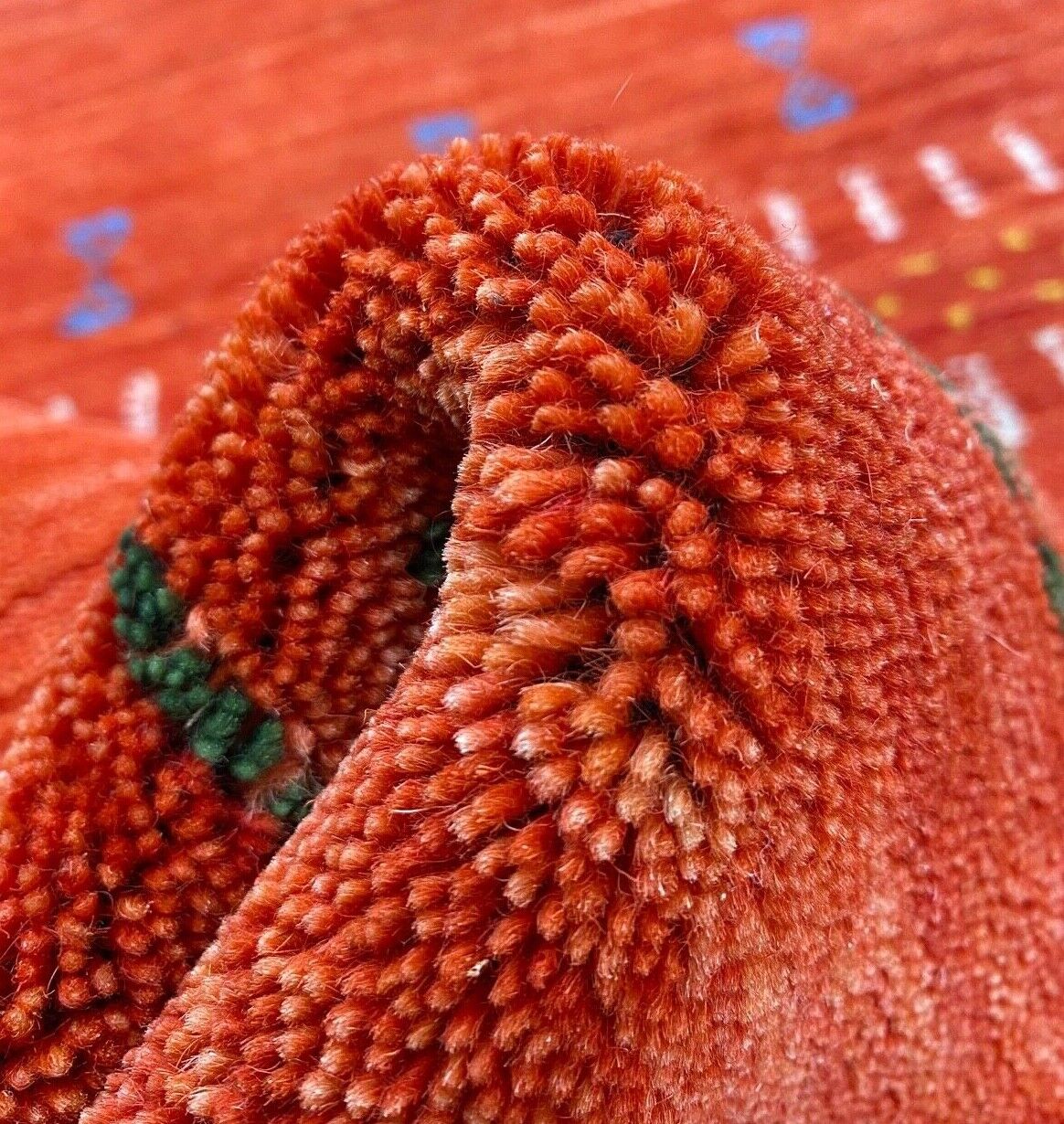 Wohnzimmer Rot Gabbeh Teppich 100% Wolle 180x240 cm Orange Handgewebt WR77