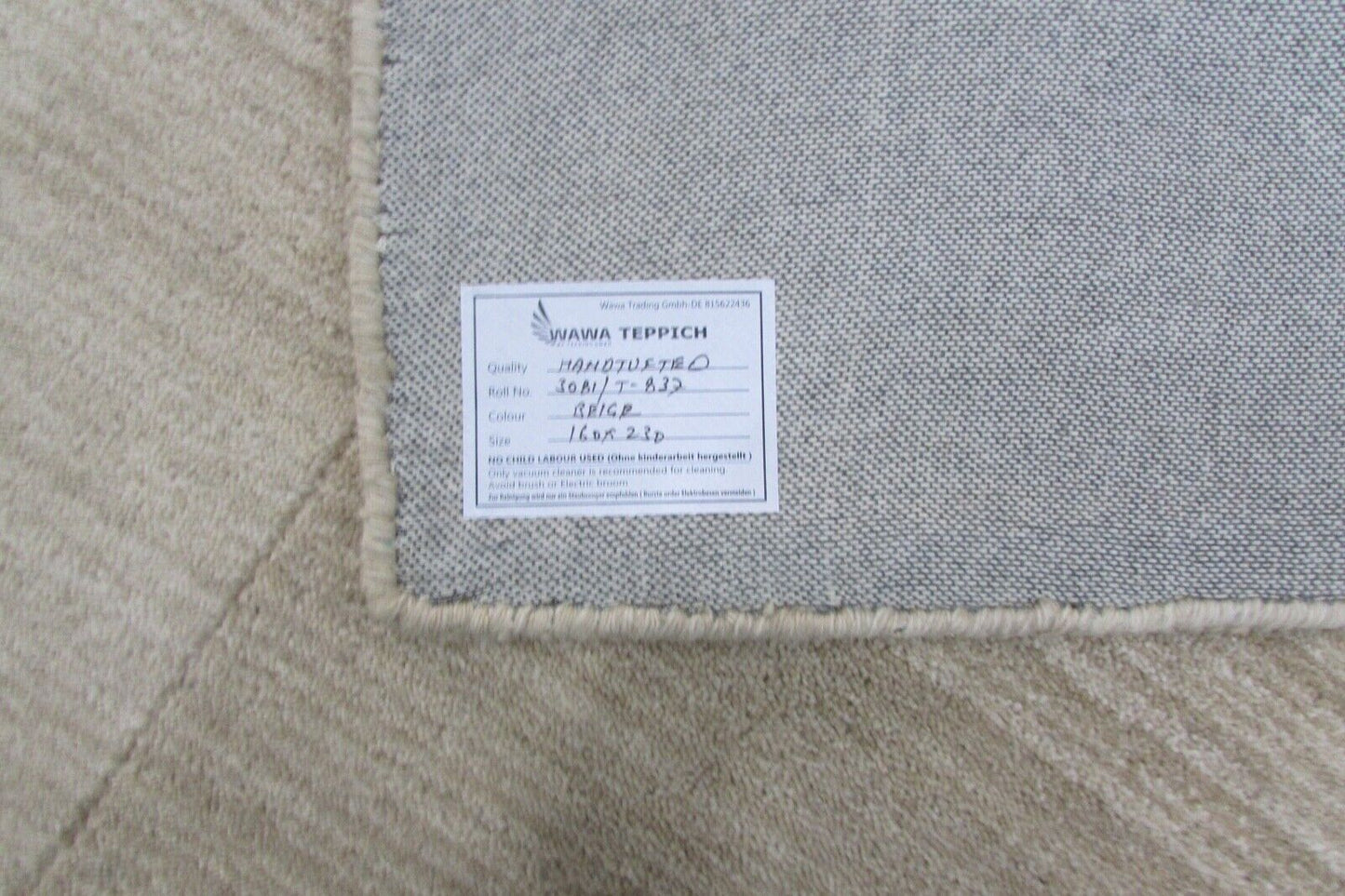 100% Wolle 160X230 cm Handarbeit Beige Teppich Handgetuftet Elfenbeinfarbe T837
