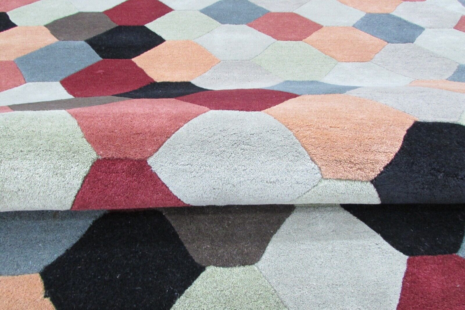 Bunt Teppich 100% Wolle 160X230cm Orientteppich Handgetuftet T788