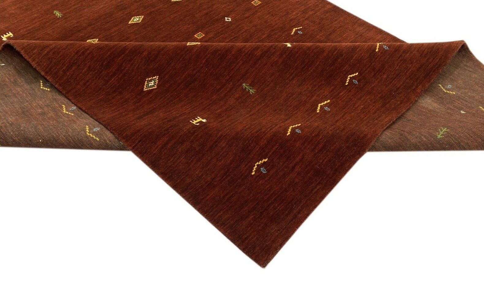 Gabbeh Teppich Braun 100% Wolle 170x240 cm Handgewebt Lori loom WR85