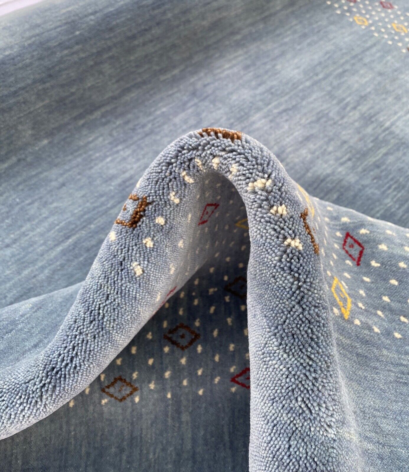 Kilimas, 100 % vilna, pilkai šviesiai mėlynas, 170 x 240 cm, rankomis austas, Gabbeh Orient, AC06