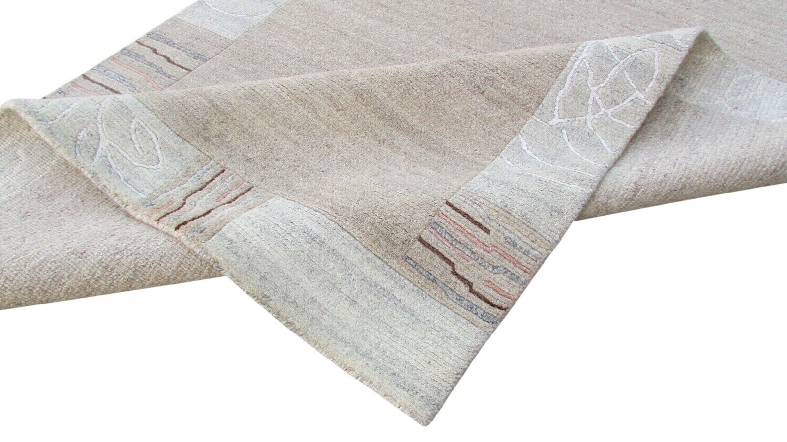 Nepal Teppich Handgeknüpft Beige Braun 100% Wolle Orientteppich 160x228 cm N-21