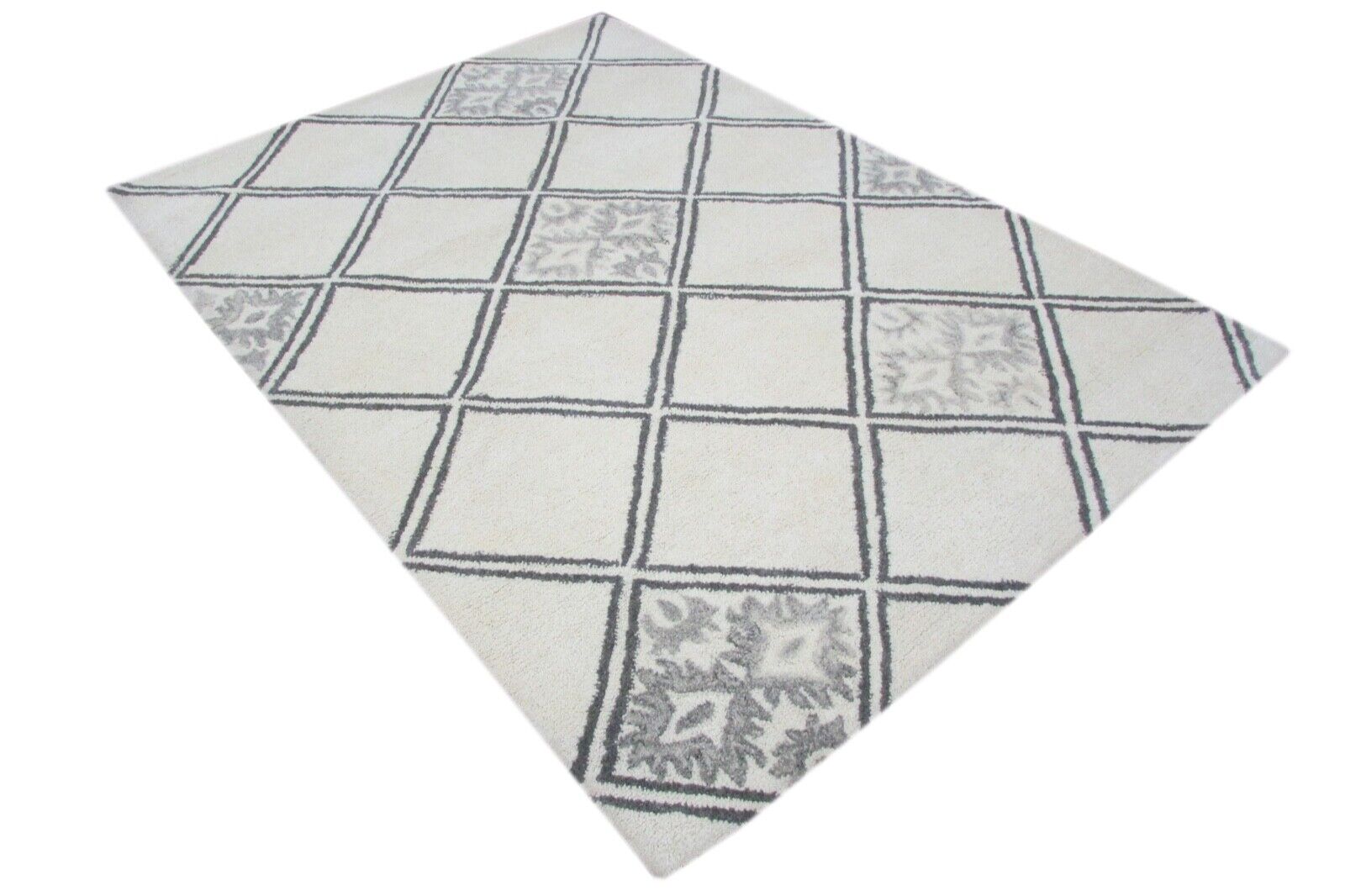 Teppich 100% Wolle Grau Béžová 160X230 cm Handarbeit Handgetuftet T860