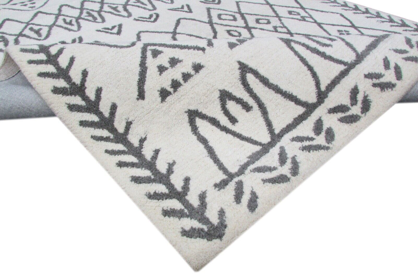 Wohnzimmer marokko Design Handgetuftet Teppich 100% Wolle Beige Grau 160X230 cm
