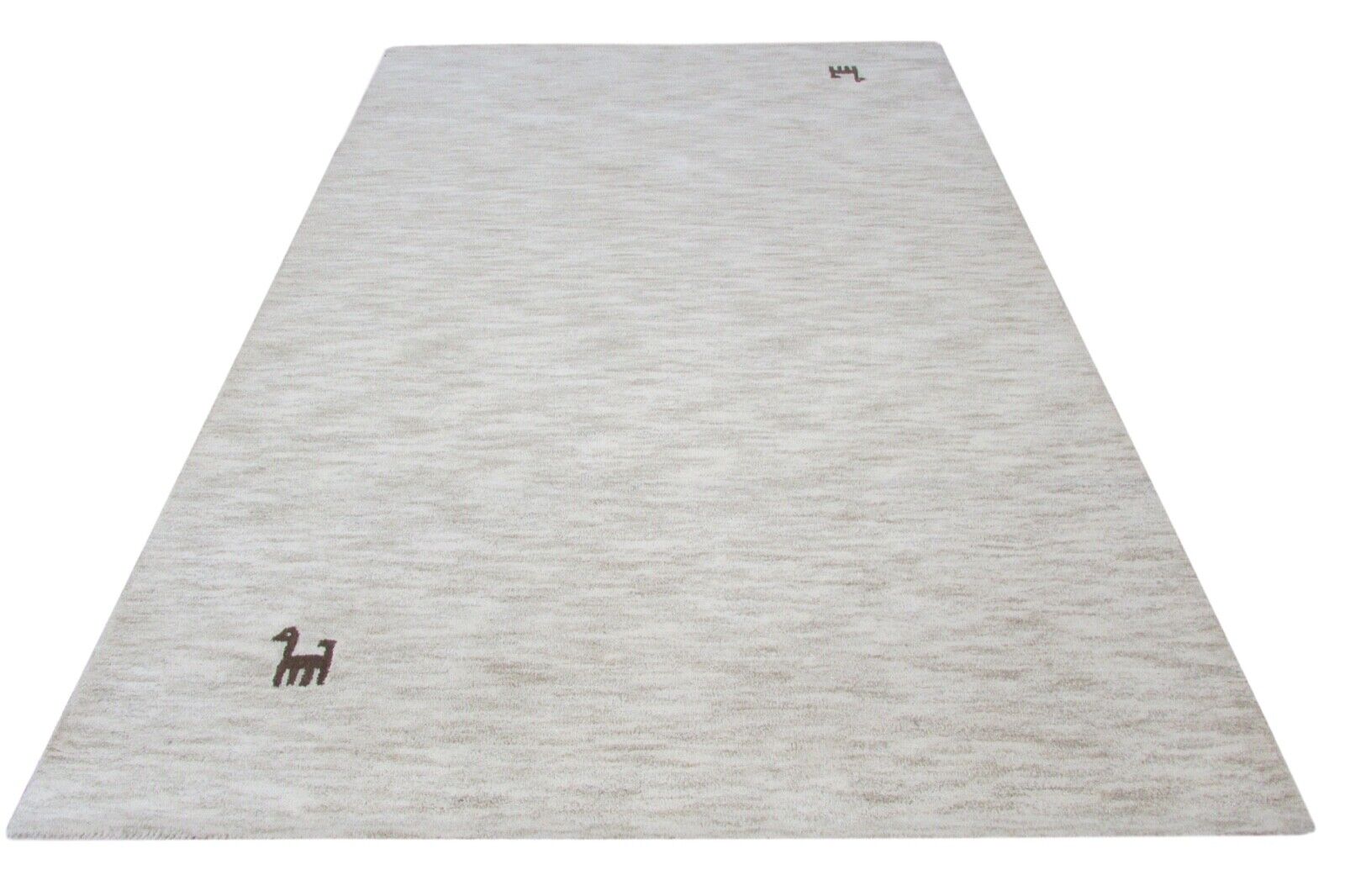 アイボリー色のラグ、100%ウール、ベージュ、160x230 cm、ハンドメイド、ハンドタフティング、T789