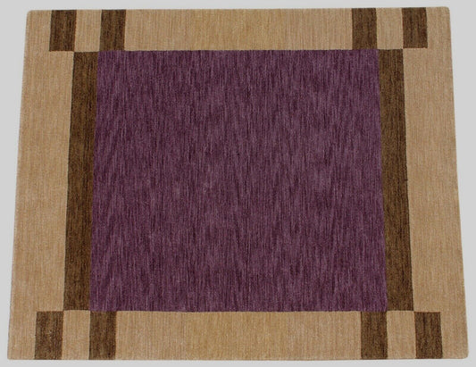 Gabbeh Teppich 100% Wolle 200X250 CM Orientteppich Handgefertigt Loom Lila Beige