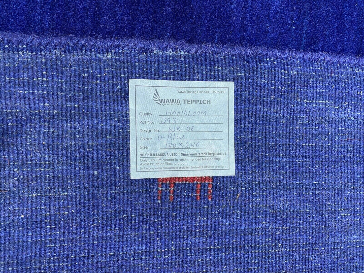 Blau Teppich 100% Wolle Gabbeh 170x240 cm Orientteppich Handgewebt wr6