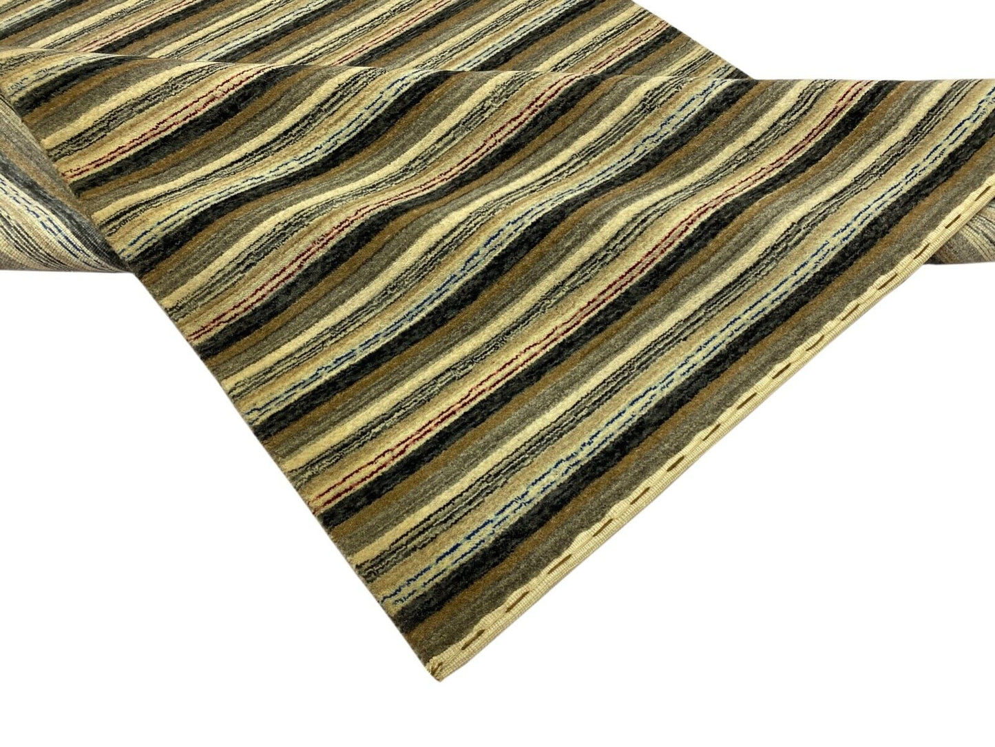 Gabbeh Teppich 100% Wolle Grau Beige Braun loom lori Handgewebt 128x184 cm S157