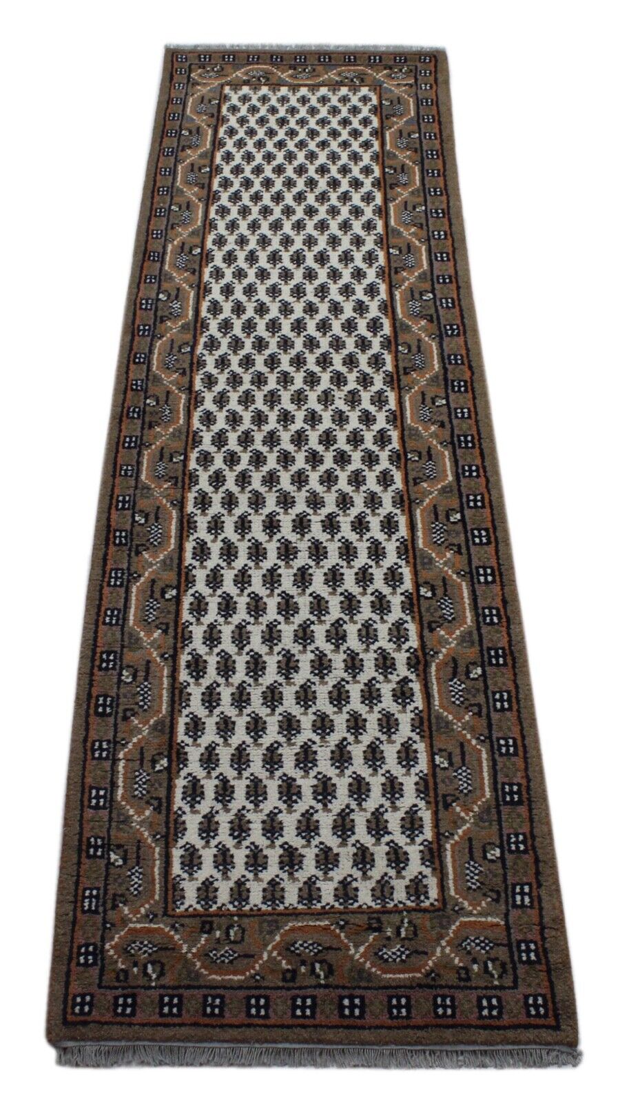 Läufer Teppich 100% Wolle Handgeknüpft Orient béžová Mir 75x270 cm