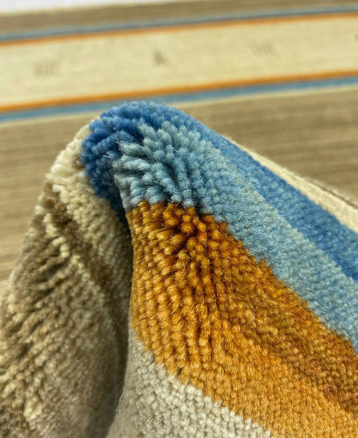 Teppich 100% Wolle Beige Orange Gabbeh Handgewebt 123x187 cm Naturwolle S106 rt