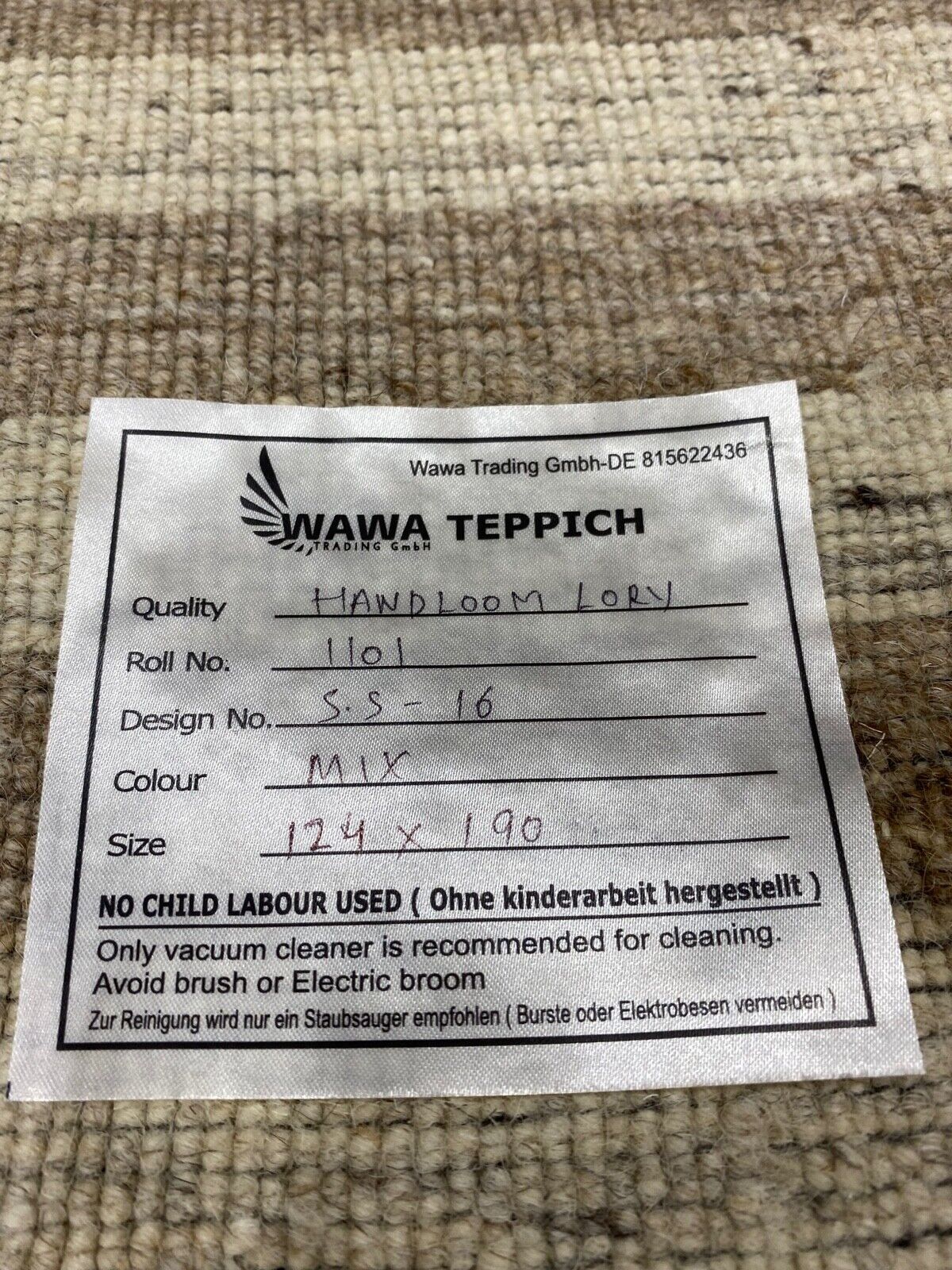 Preproga Gabbeh, bež/siva, 100 % volna, Loom Lori, ročno tkana, 124 x 190 cm, S16