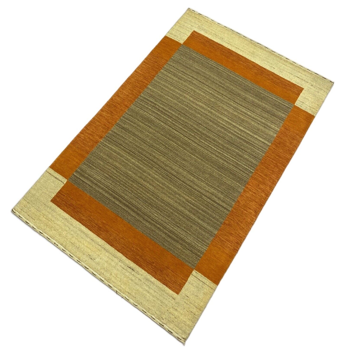 Teppich 100% Wolle Braun Beige Orange Gabbeh lori Handgewebt 125x181 cm S100