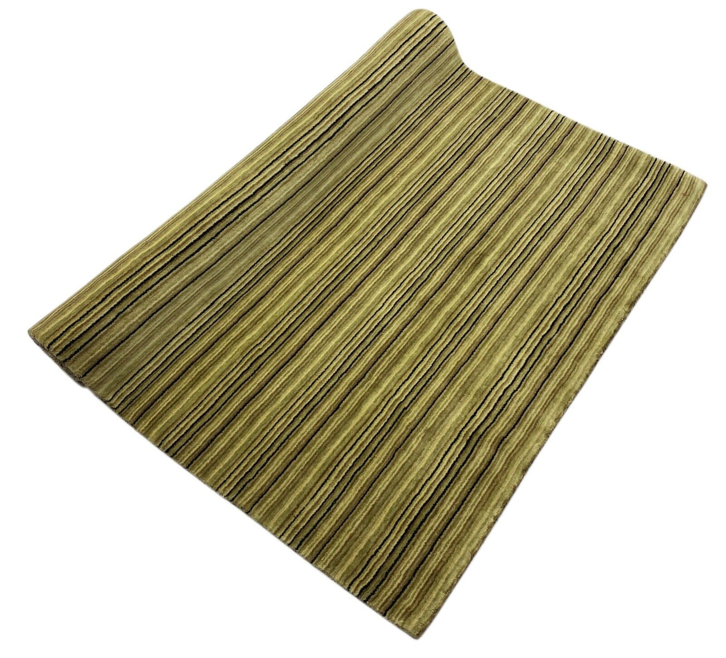 Teppich 100% Wolle Beige Braun Grün Gabbeh lori Handgewebt 142x203 cm S188