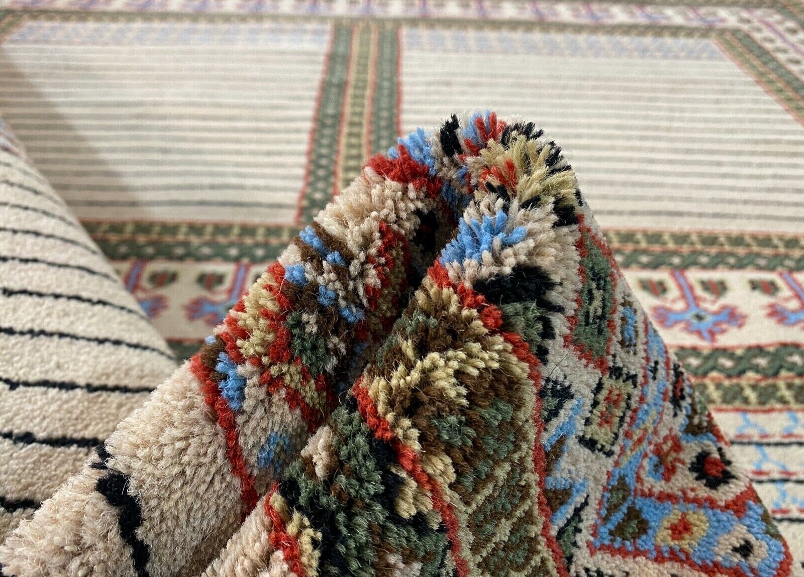 Orientteppich Teppich 100% Wolle Beige Handgeknüpft Kashan 158x220 cm