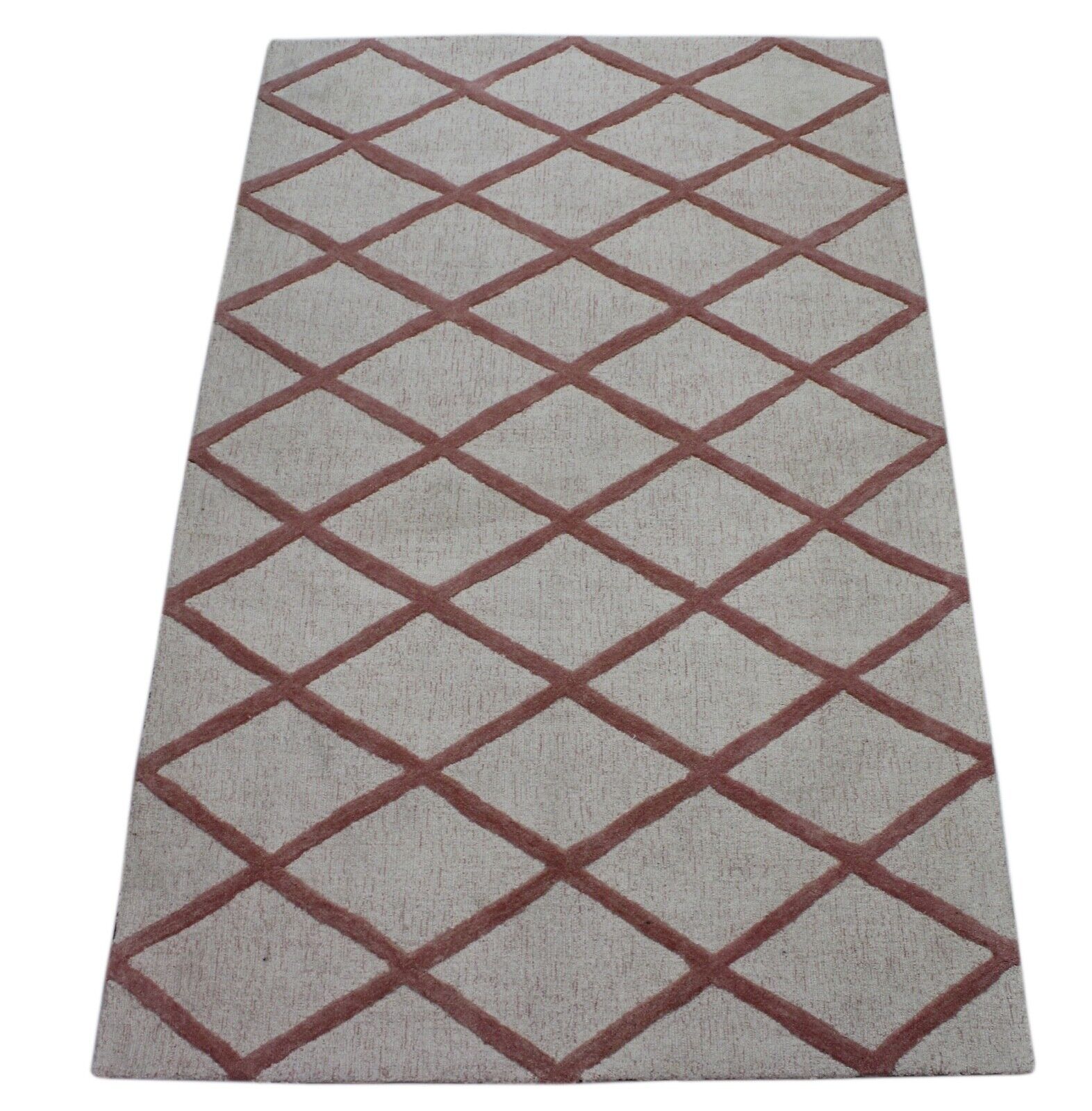 Beige Orange Teppich 100% Wolle 150X240 CM Handarbeit Handgetuftet Pr58