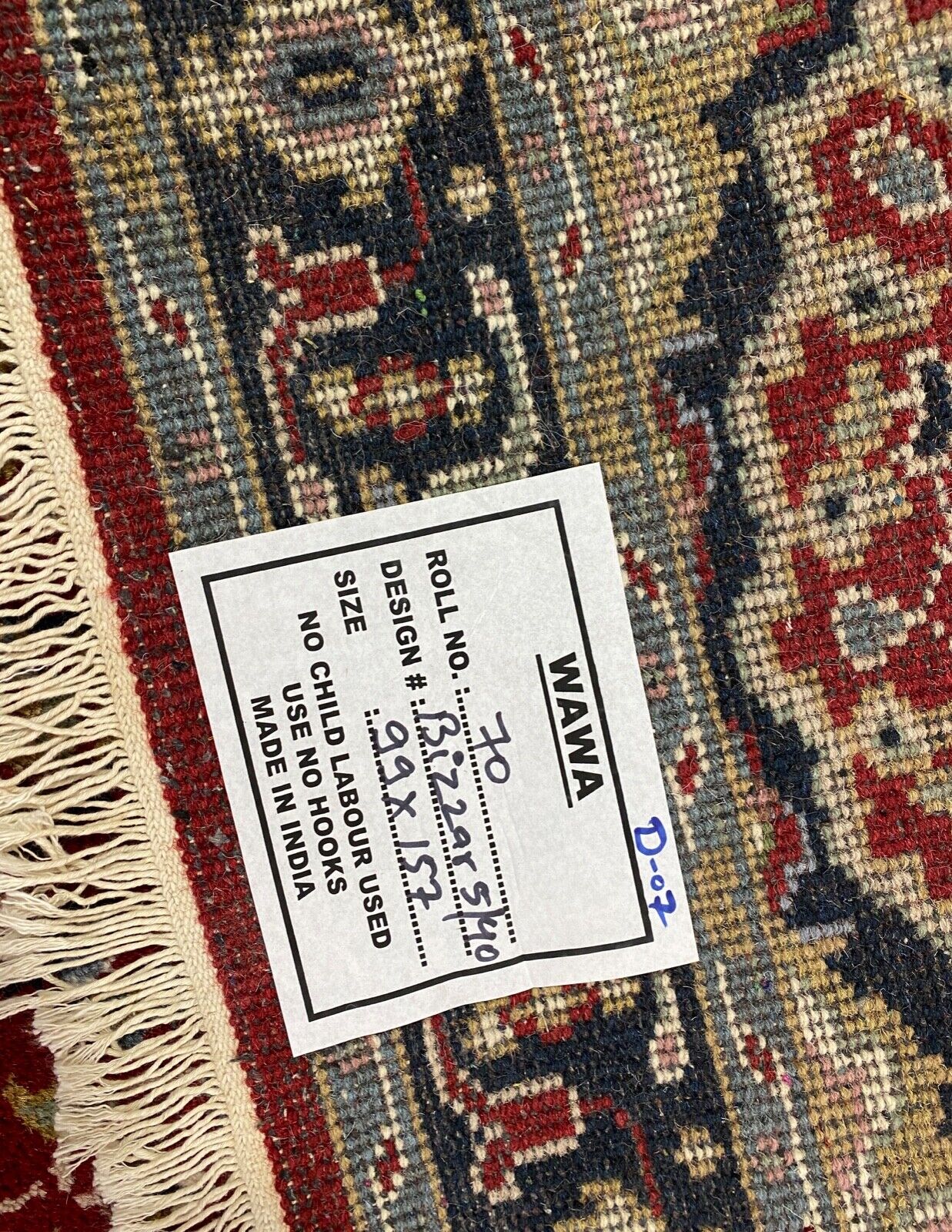 Tapis oriental en laine Red Carpet, noué à la main, 100 % laine vierge, 95 x 160 cm, diamètre 7