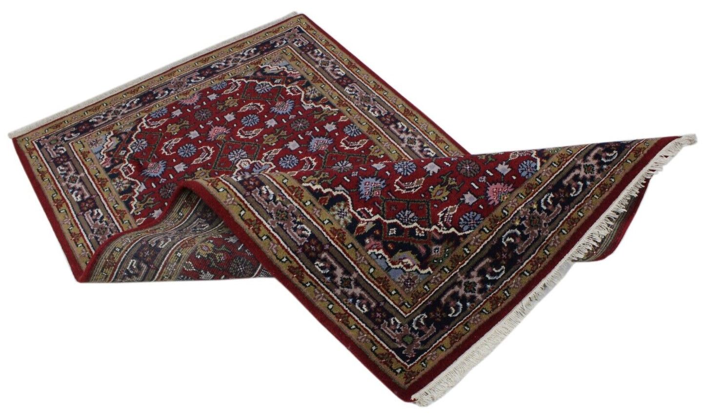 Bidjar Handgeknüpft Teppich 100% wolle Rot Blau 111x200 cm Orientteppich D14