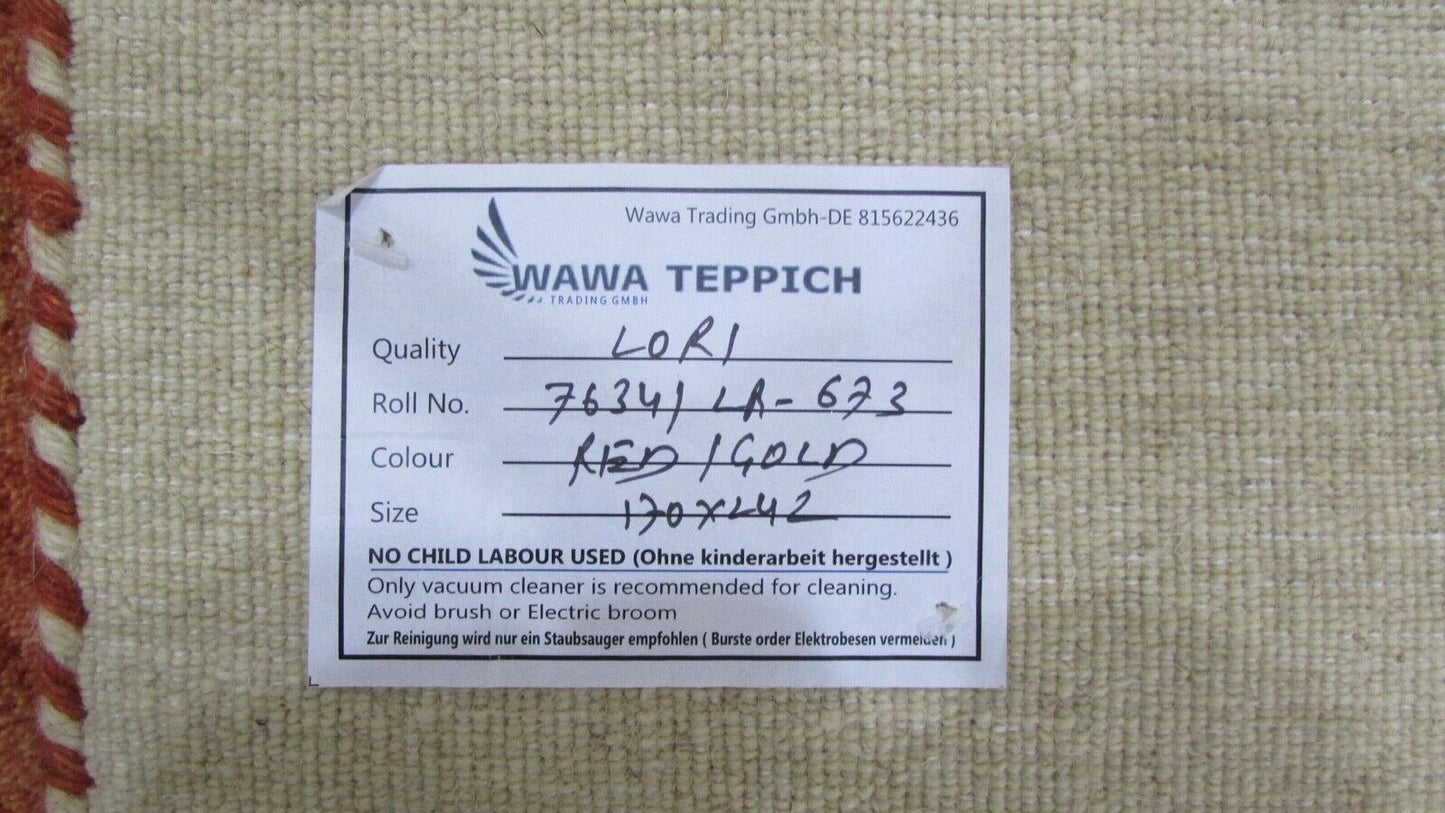 Gabbeh Teppich Rot Gold Beige 100% Wolle 170x240 cm Handgewebt Lr673
