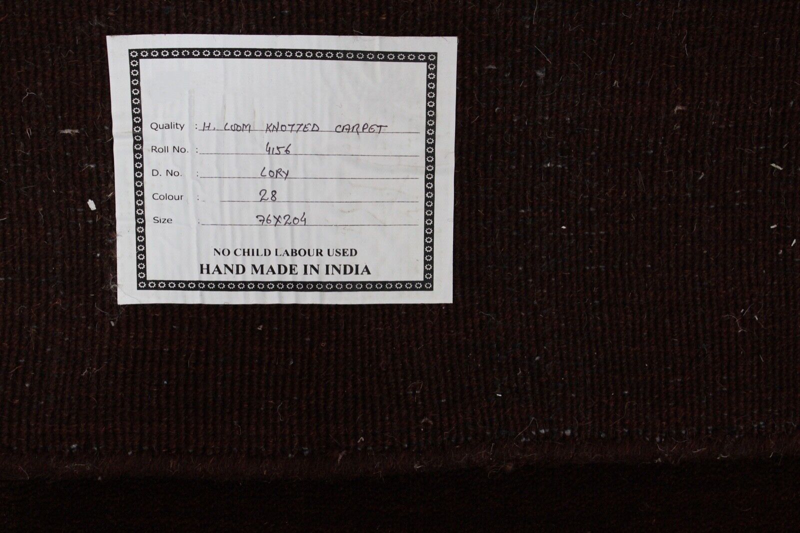 Braun Brücke 100% Wolle Läufer 75X200 cm Handgewebter Teppich Orientteppich C28