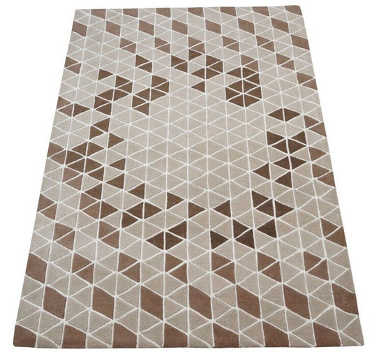 Beige Braun 160X230 cm Teppich 100% Wolle Orientteppich Handgetuftet HT244